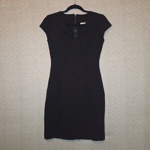 Halogen Black Sz 4 Short Sleeve V-Neck Career Workwear Party Little Black Dress